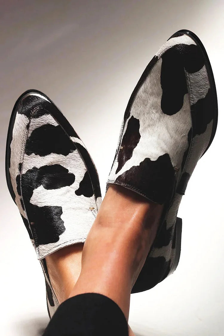 Monroe | Cow Print Loafers