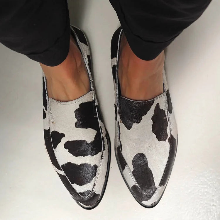 Monroe | Cow Print Loafers