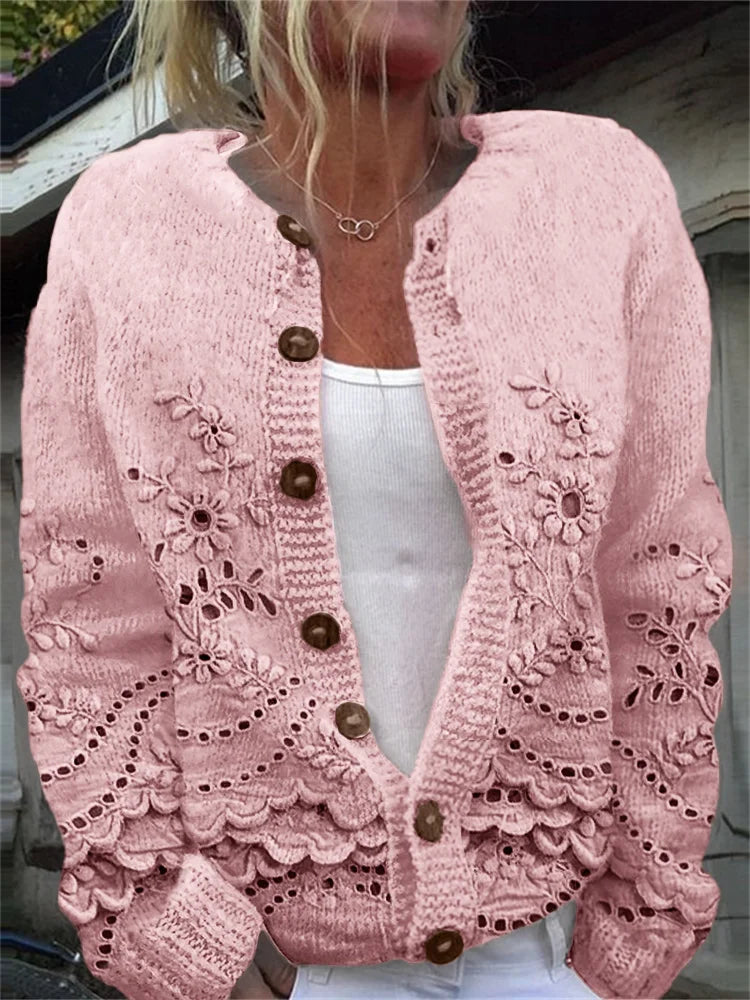 Ivanna Graceful Floral Button Cardigan
