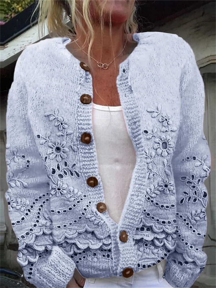 Ivanna Graceful Floral Button Cardigan