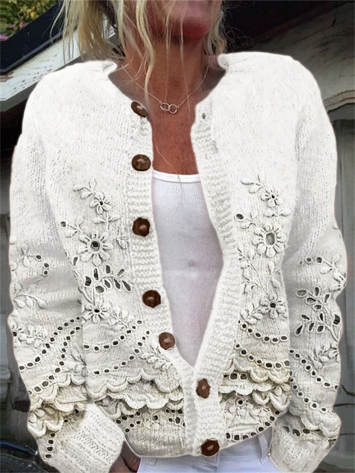 Ivanna Graceful Floral Button Cardigan