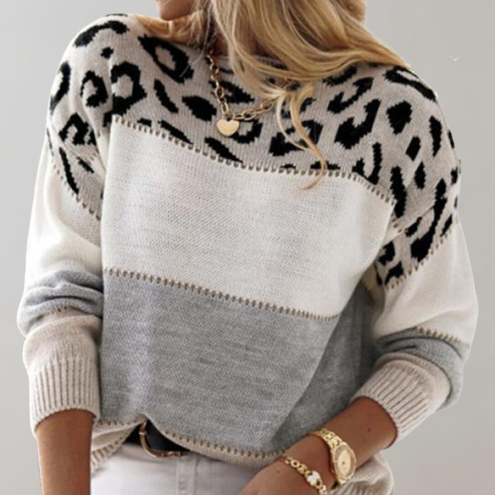 Pascaline Leopard Print Casual Sweater