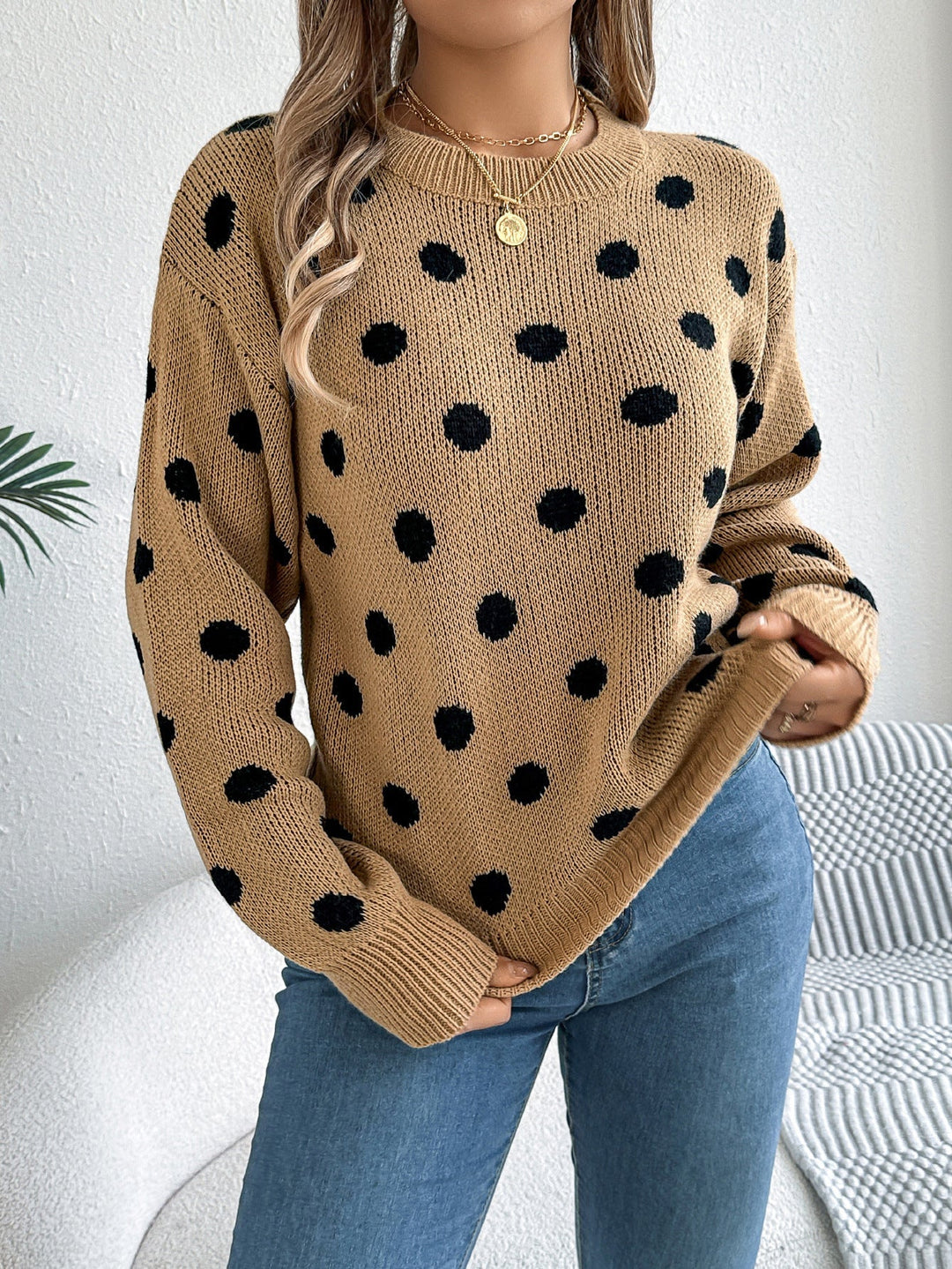 Nathalie Polka Dot Knit Sweater