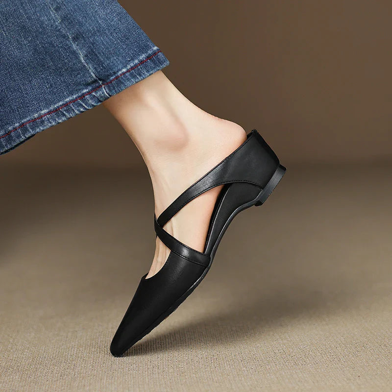 Clara Elegant Leather Mules